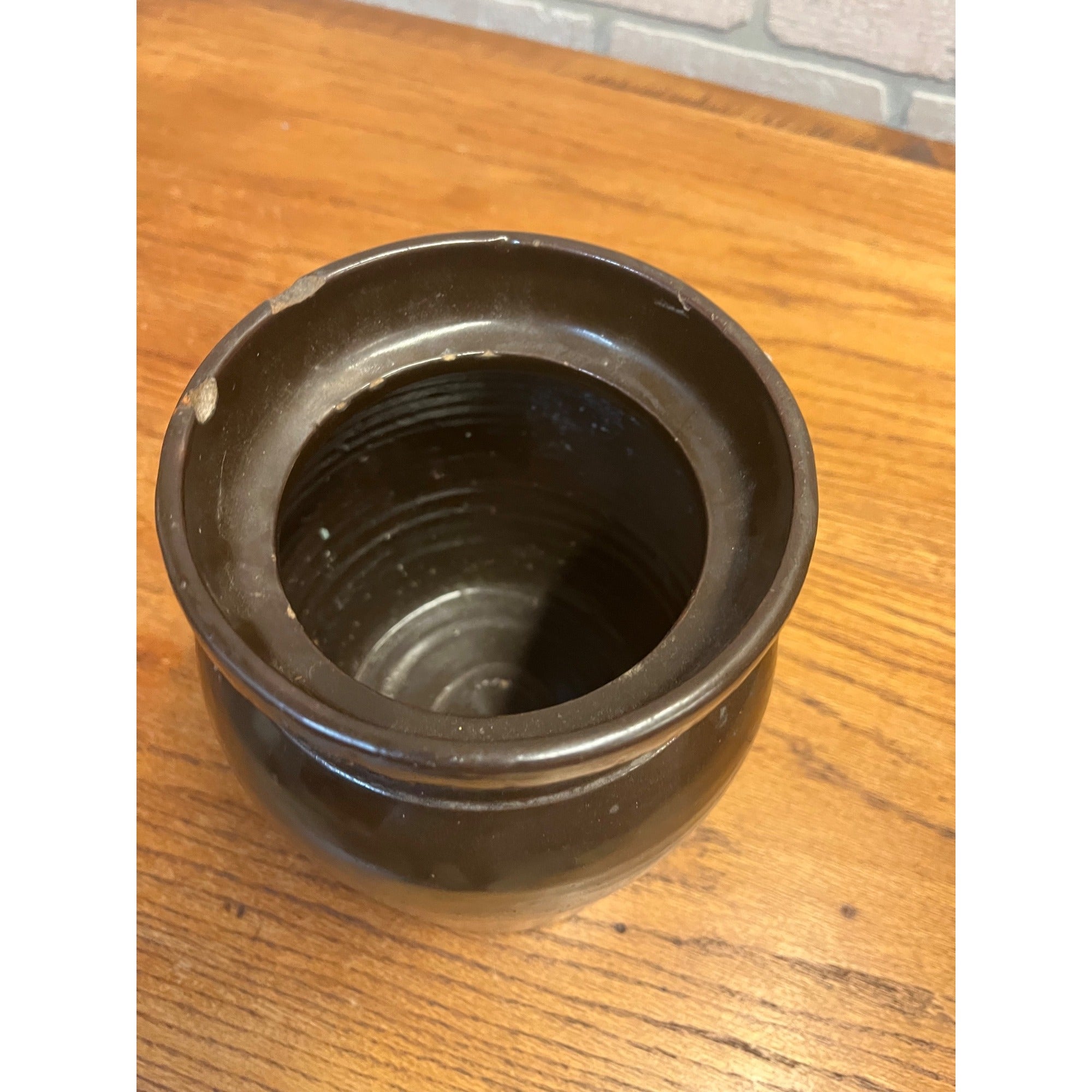 Antique Primitive Stoneware Albany Slip Food Preserve Storage Crock Jar Farmhouse Country Decor