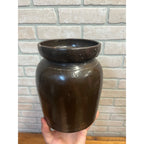 Antique Primitive Stoneware Albany Slip Food Preserve Storage Crock Jar Farmhouse Country Decor