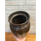 Antique Primitive Stoneware Albany Slip Food Preserve Storage Crock Jar Farmhouse Country Decor