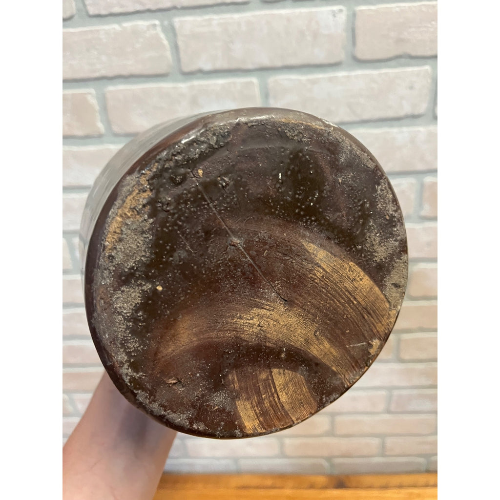 Antique Primitive Stoneware Albany Slip Food Preserve Storage Crock Jar Farmhouse Country Decor