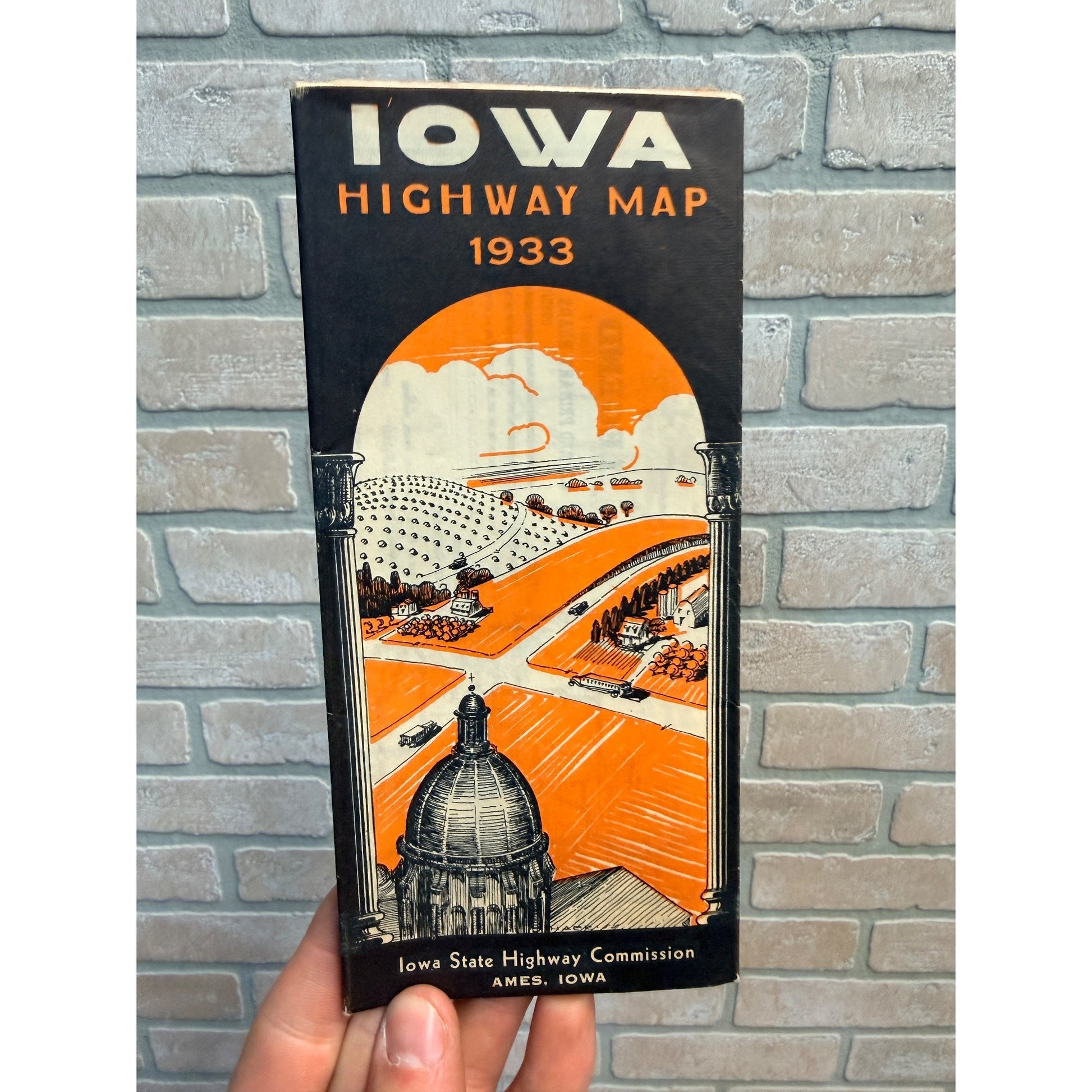 Vintage 1933 Iowa Official State Highway Map Brochure Tourist Souvenir