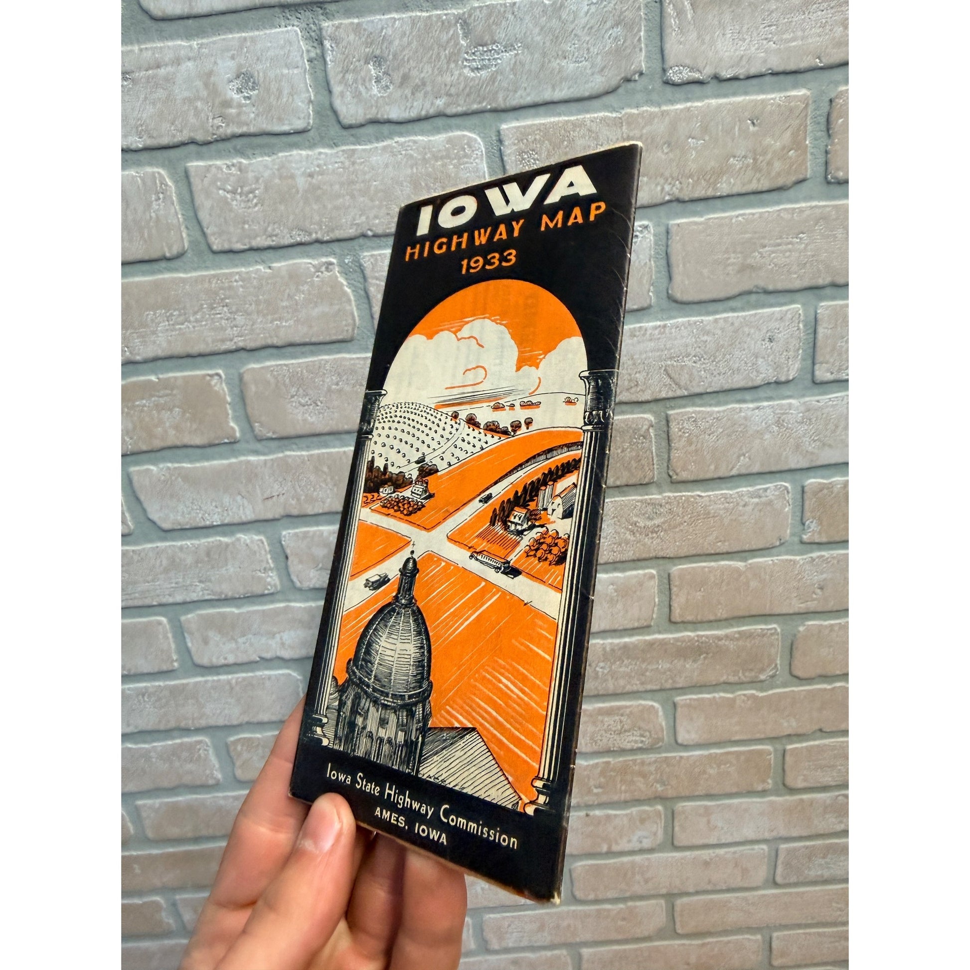 Vintage 1933 Iowa Official State Highway Map Brochure Tourist Souvenir