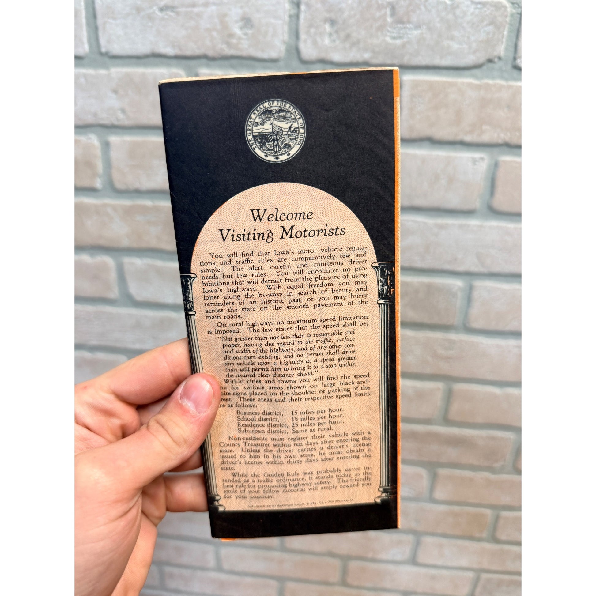 Vintage 1933 Iowa Official State Highway Map Brochure Tourist Souvenir