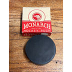Vintage 1950s Monarch Official Ice Hockey Puck in Original Box Advertising