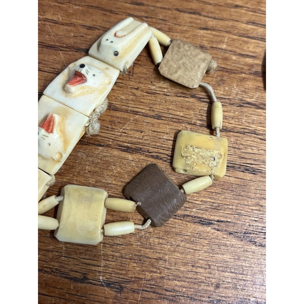 Vintage Alaska Native Carved Walrus Jewelry Lot – Bracelets & Necklace