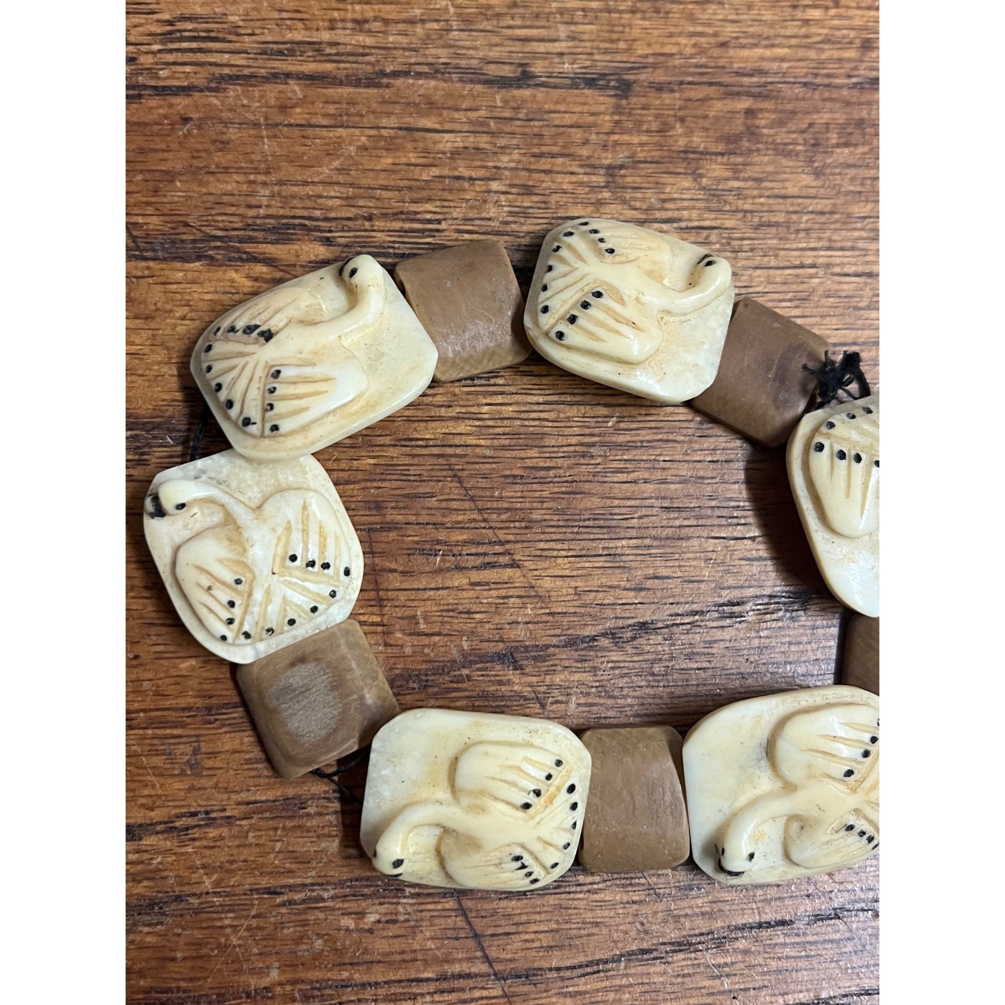 Vintage Alaska Native Carved Walrus Jewelry Lot – Bracelets & Necklace