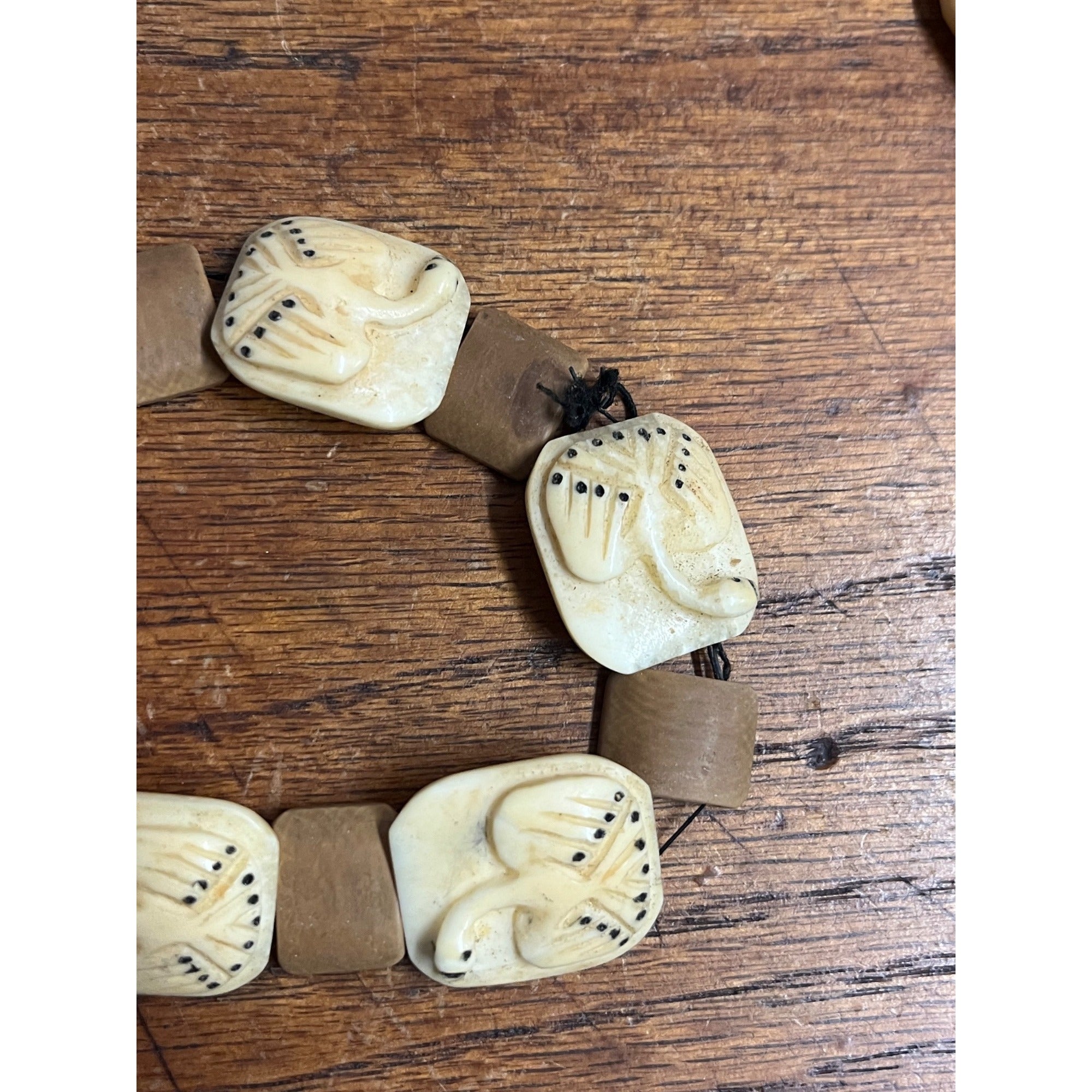 Vintage Alaska Native Carved Walrus Jewelry Lot – Bracelets & Necklace