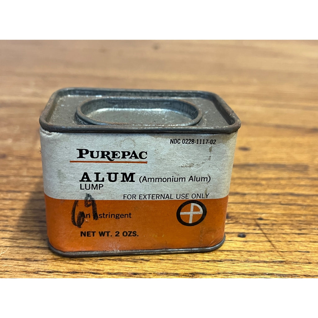 Vintage Purepac Ammonium Alum Lump Tin Pharmacy Medical Container Drug Store
