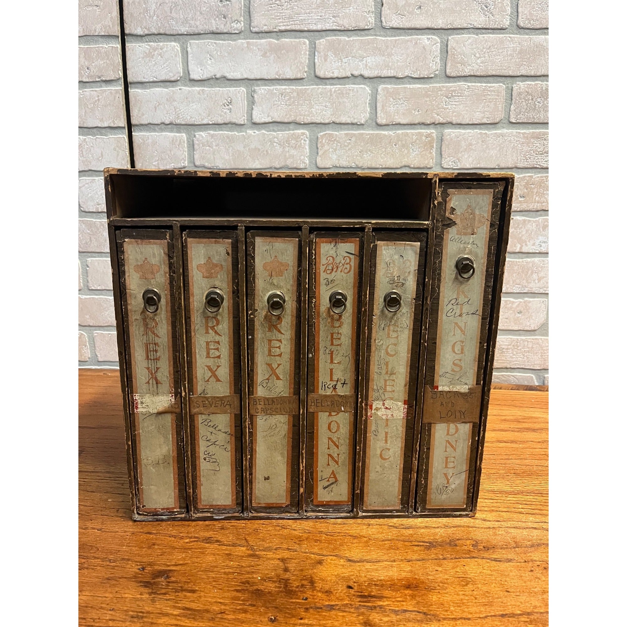 Vintage 1940s Bauer & Black Rex Plasters Drug Store 6-Dwr Cabinet Display