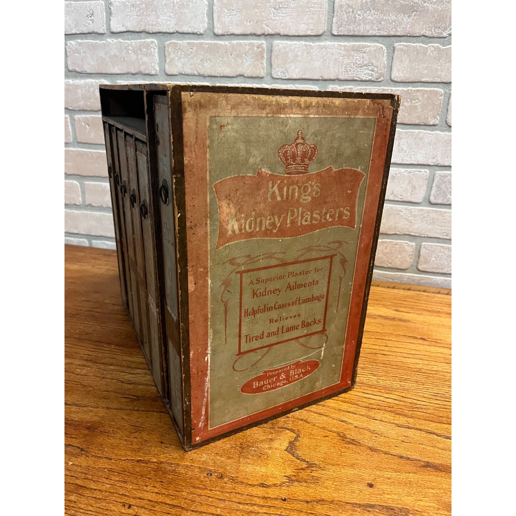 Vintage 1940s Bauer & Black Rex Plasters Drug Store 6-Dwr Cabinet Display