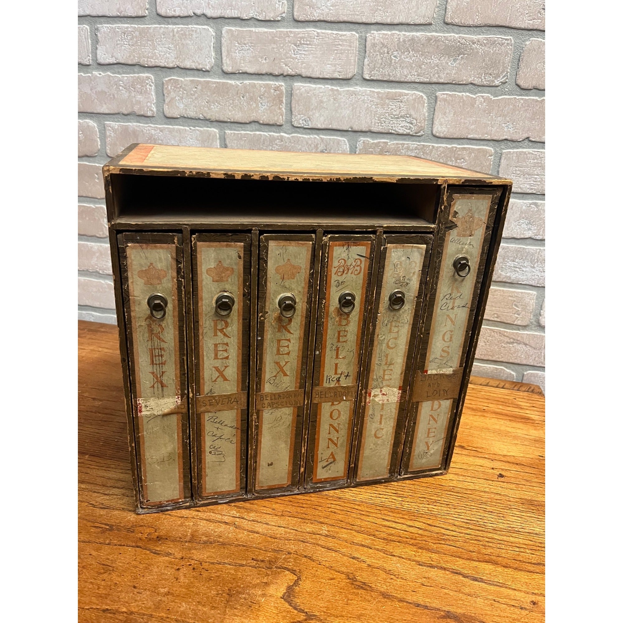 Vintage 1940s Bauer & Black Rex Plasters Drug Store 6-Dwr Cabinet Display