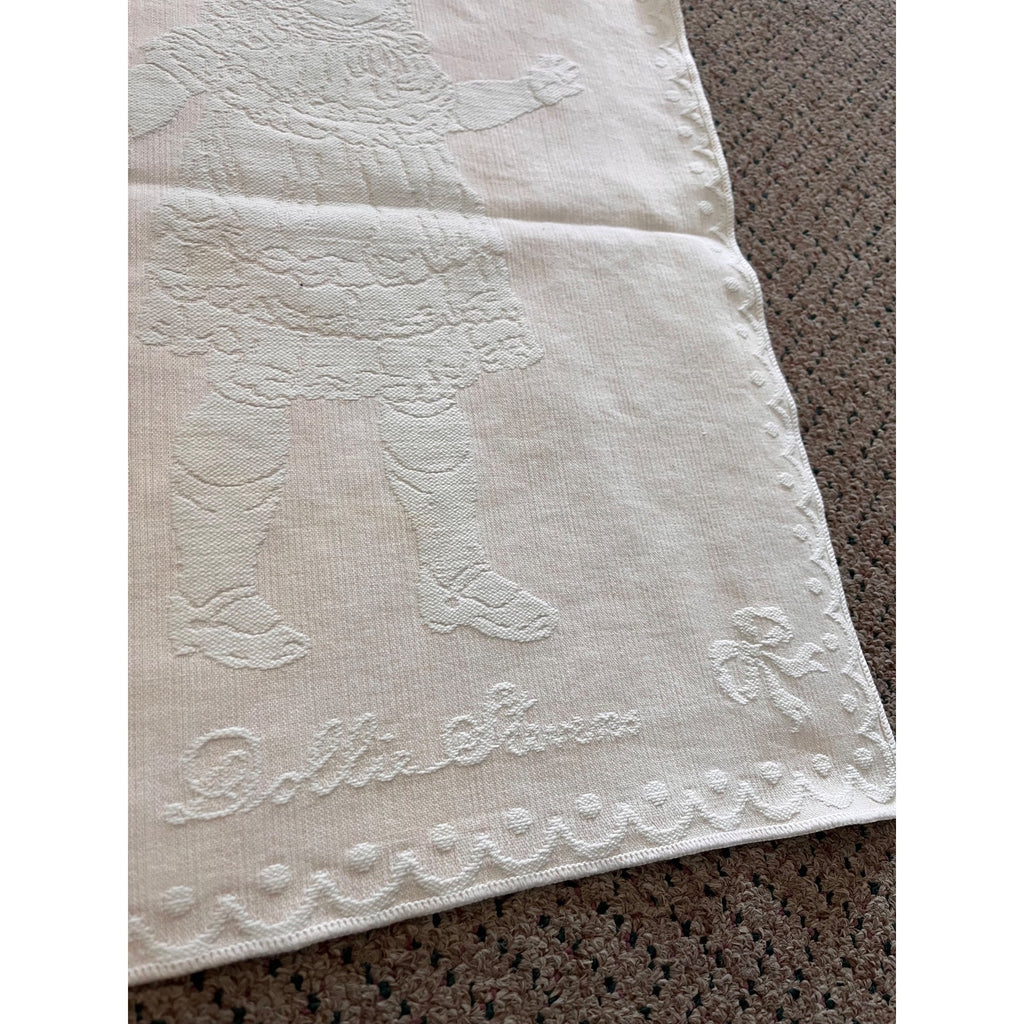 Vintage Dollie Stevens Tapestry Doll Blanket 1930s 15 X 20 Light Pink / White