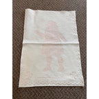 Vintage Dollie Stevens Tapestry Doll Blanket 1930s 15 X 20 Light Pink / White