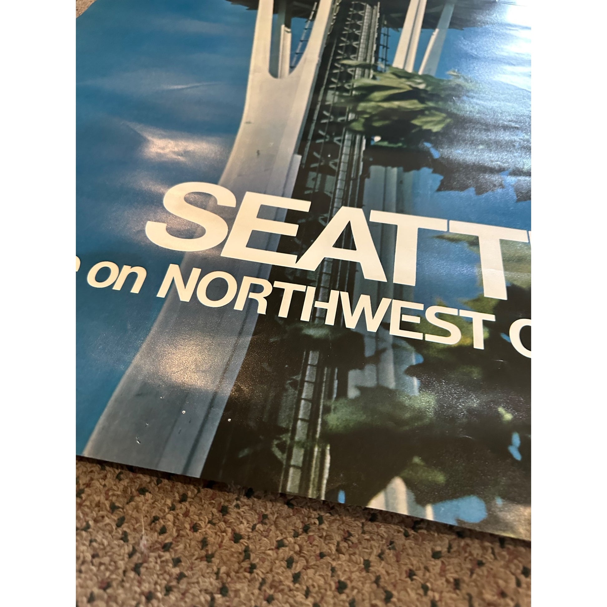 RARE Original Vintage Fly Northwest Orient Airlines Seattle Poster Airport Travel