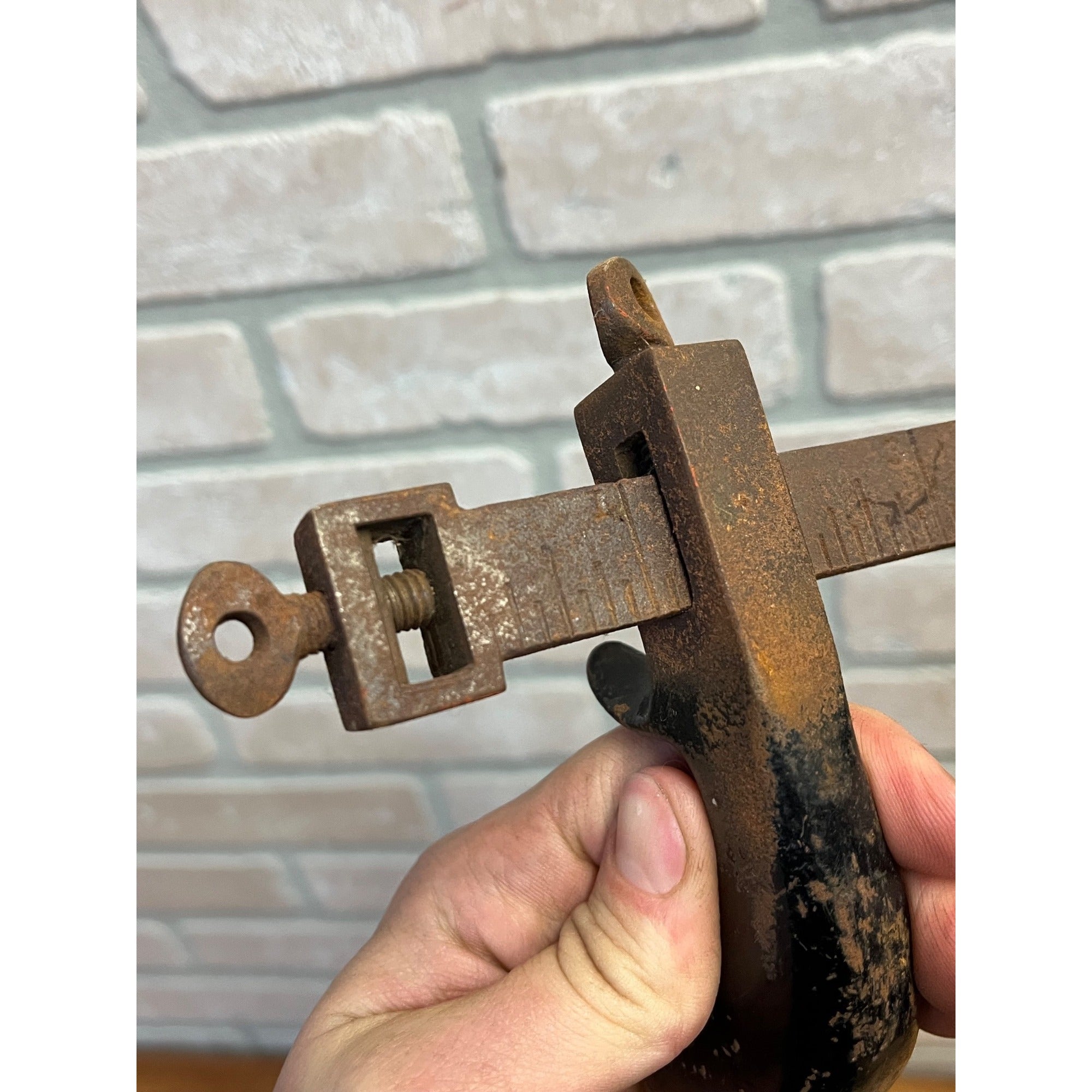 Antique Rare H.F. Osborne Newark NJ Pistol Grip Leather Draw Gauge Hand Tool USA