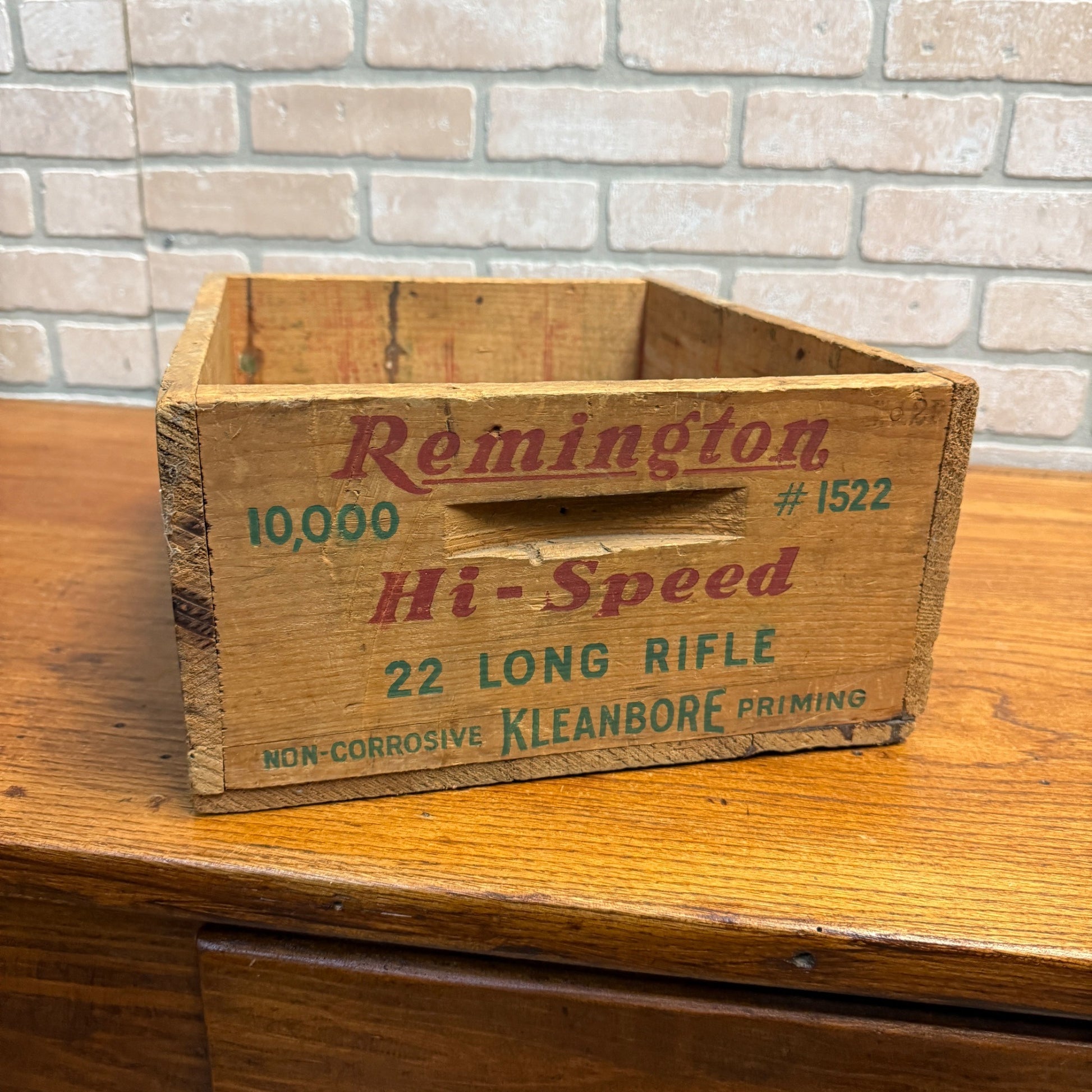 Vintage Remington Arms Wooden Ammo Box Crate .22 Long Hi-Speed DuPont Kleanbore