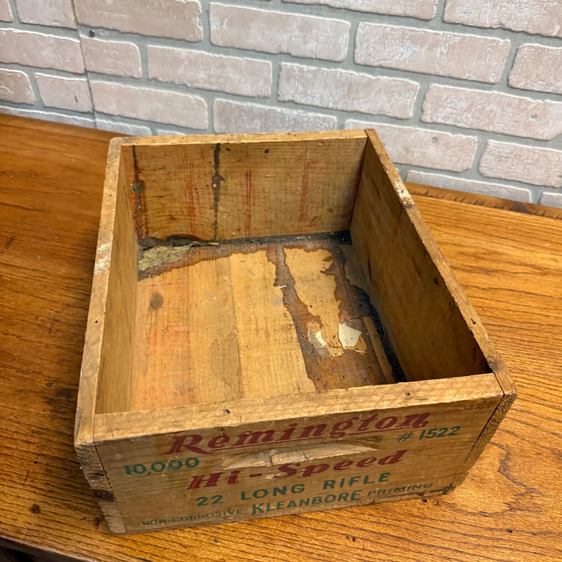 Vintage Remington Arms Wooden Ammo Box Crate .22 Long Hi-Speed DuPont Kleanbore
