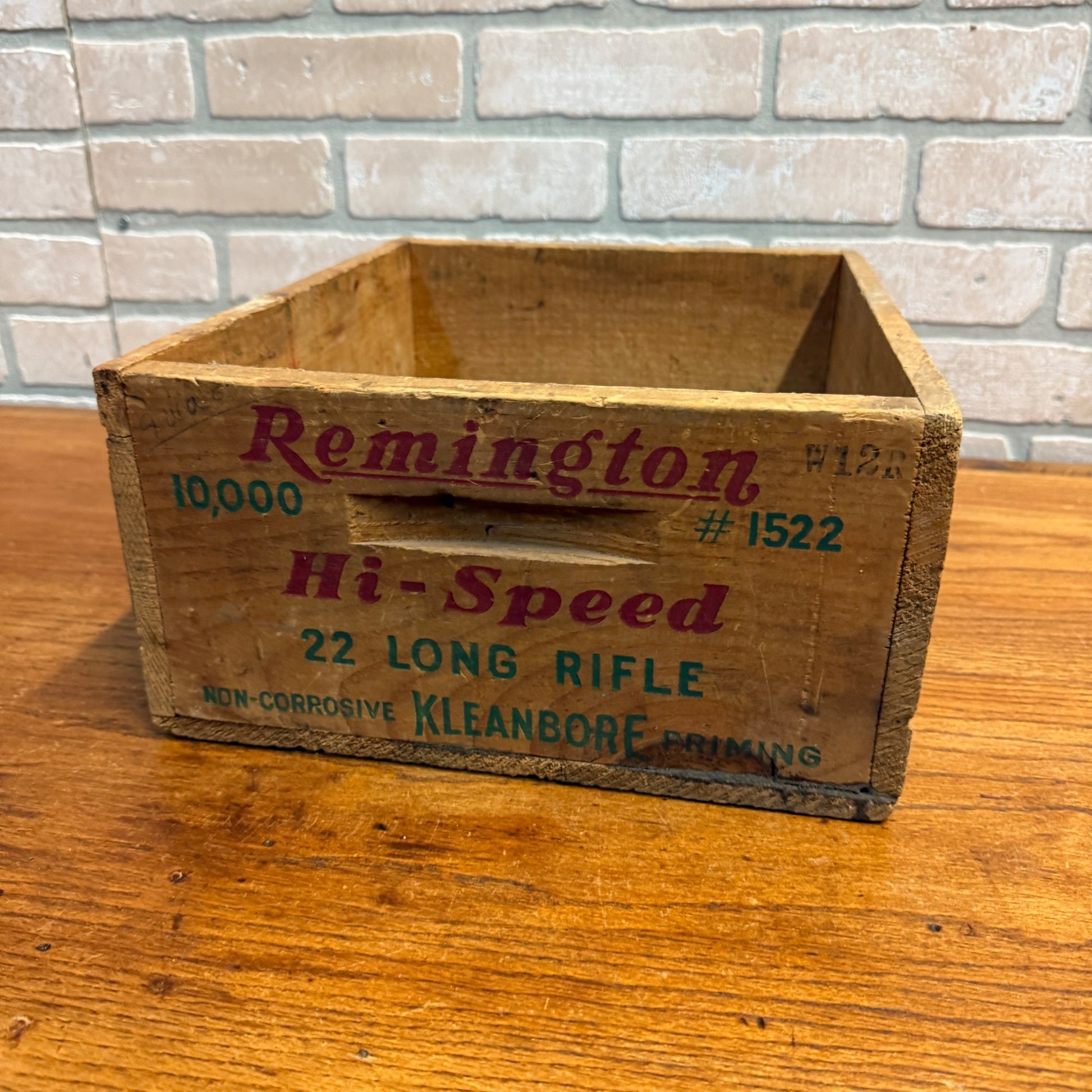 Vintage Remington Arms Wooden Ammo Box Crate .22 Long Hi-Speed DuPont Kleanbore