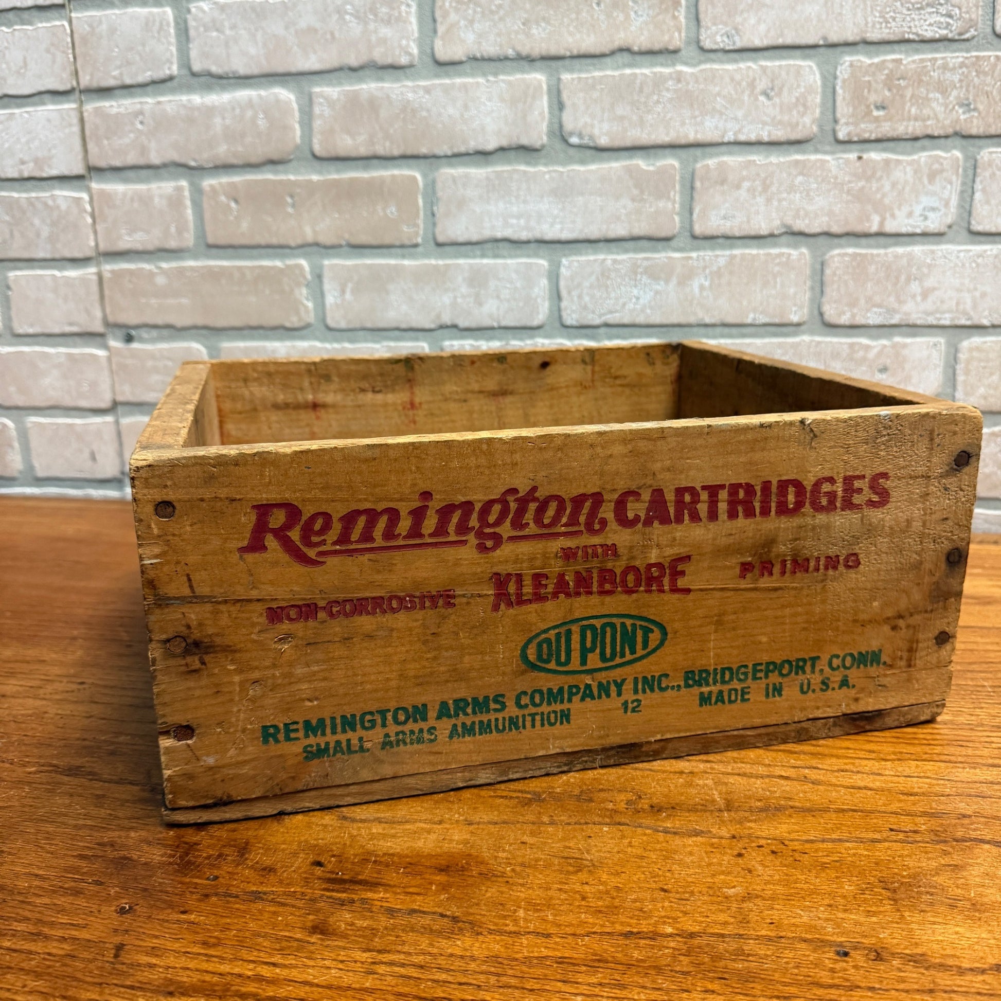 Vintage Remington Arms Wooden Ammo Box Crate .22 Long Hi-Speed DuPont Kleanbore