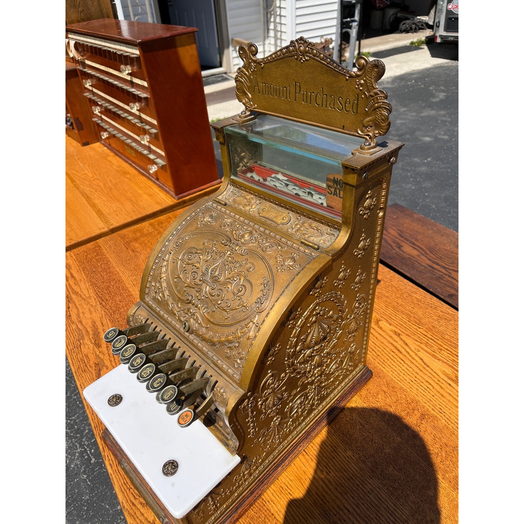 Antique 1900s Brass National Cash Register NCR $1 Candy Store Barber Shop #313