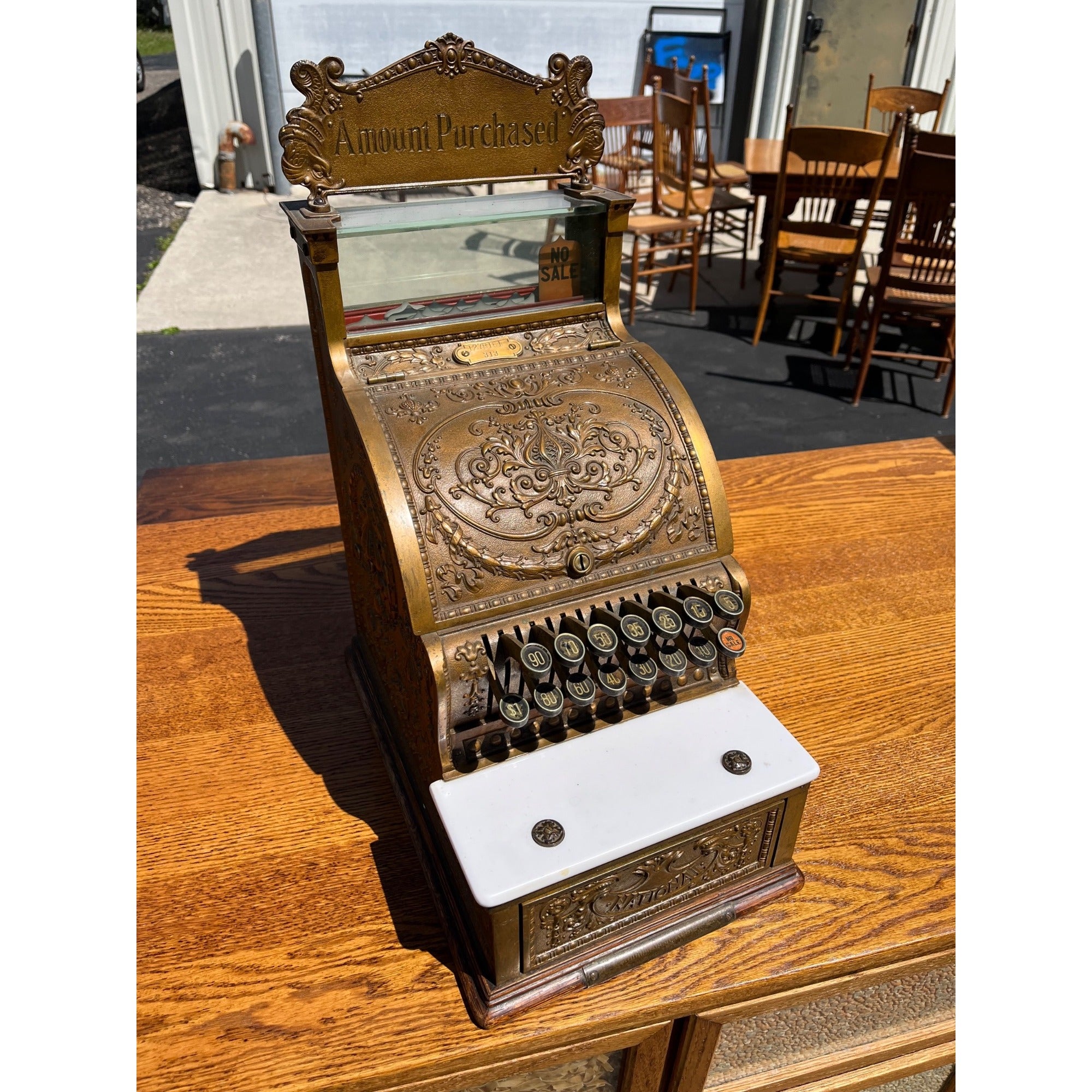 Antique 1900s Brass National Cash Register NCR $1 Candy Store Barber Shop #313