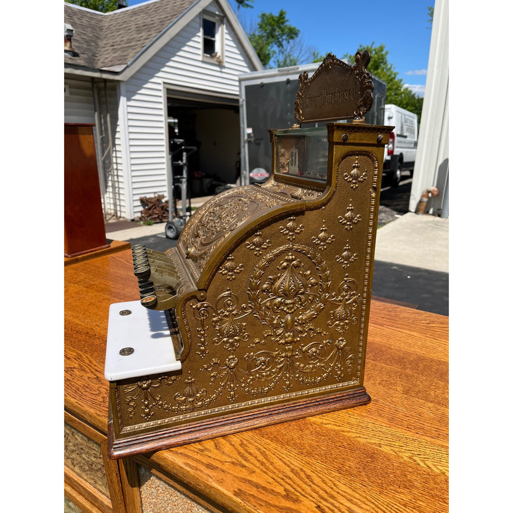 Antique 1900s Brass National Cash Register NCR $1 Candy Store Barber Shop #313