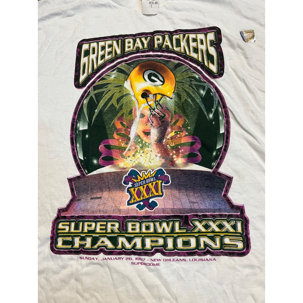 Vintage 1997 Green Bay Packers Super Bowl XXXI Champions T-Shirt Starter NWT 90s