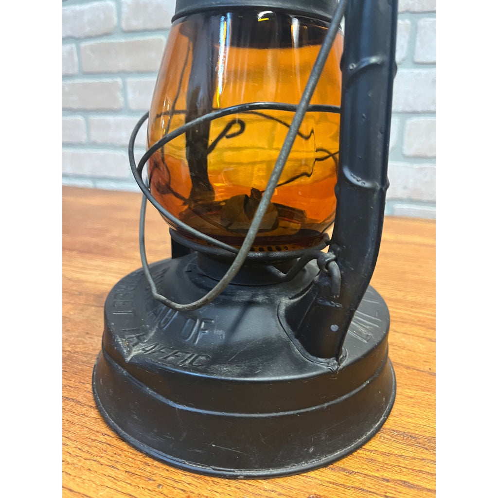 Vintage Dietz Bureau of Street Traffic Orange Amber Glass Globe Kero Lantern