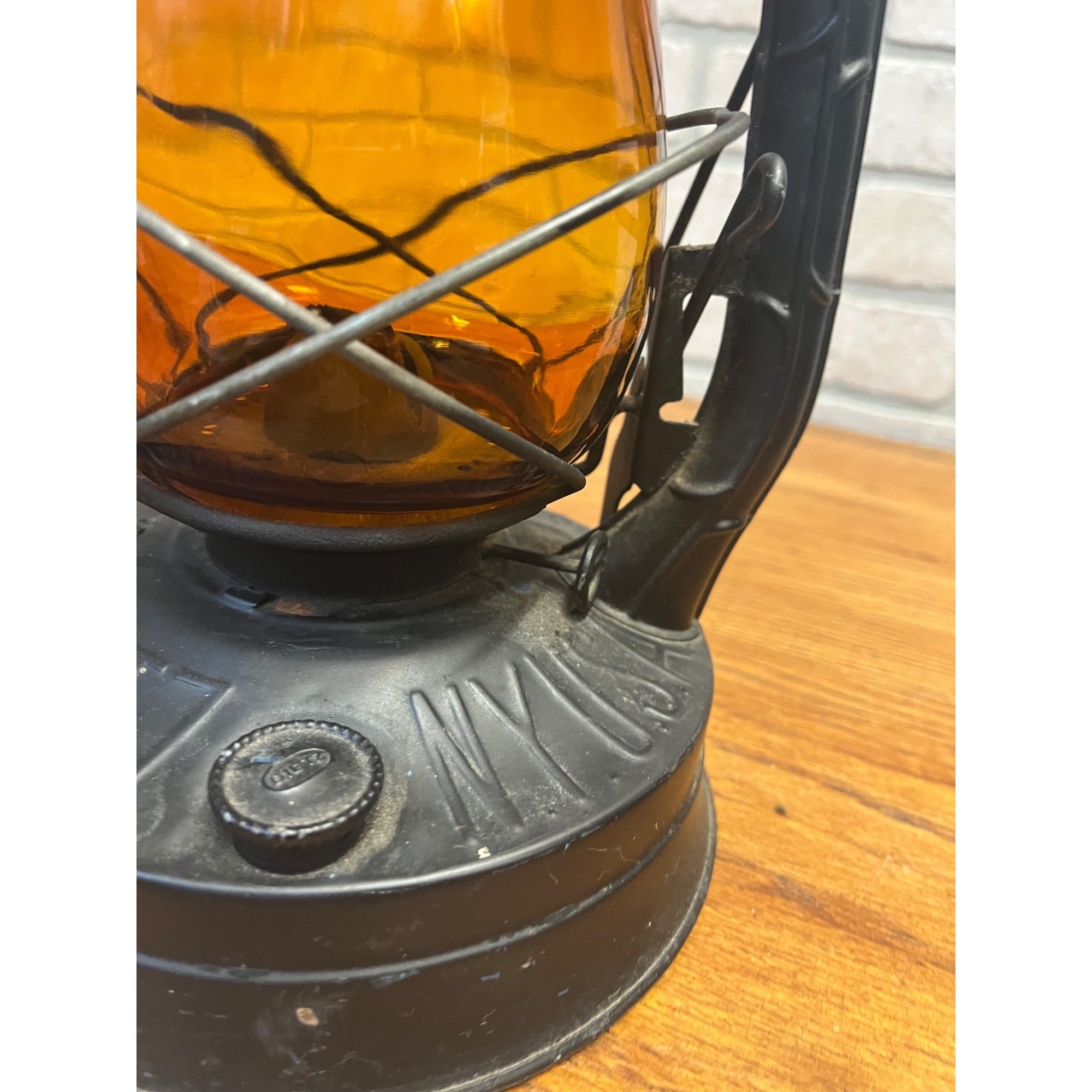 Vintage Dietz Bureau of Street Traffic Orange Amber Glass Globe Kero Lantern