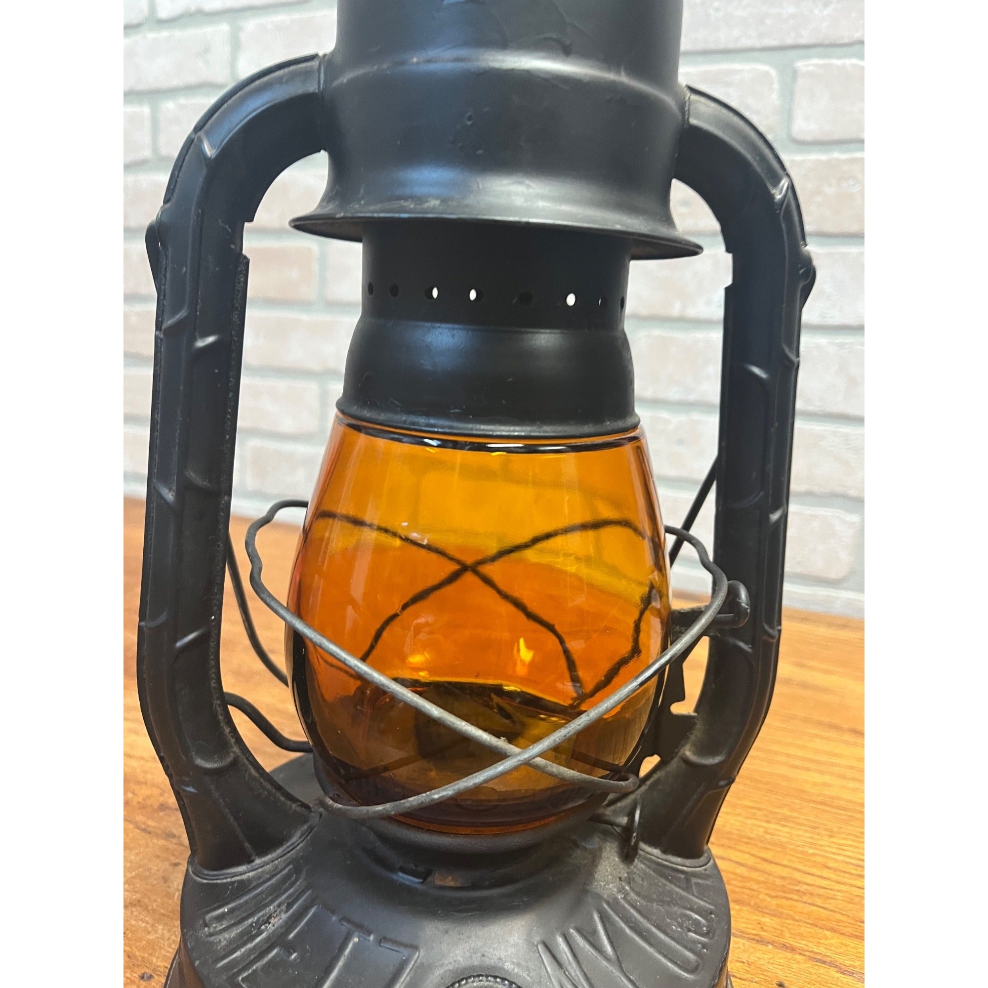 Vintage Dietz Bureau of Street Traffic Orange Amber Glass Globe Kero Lantern