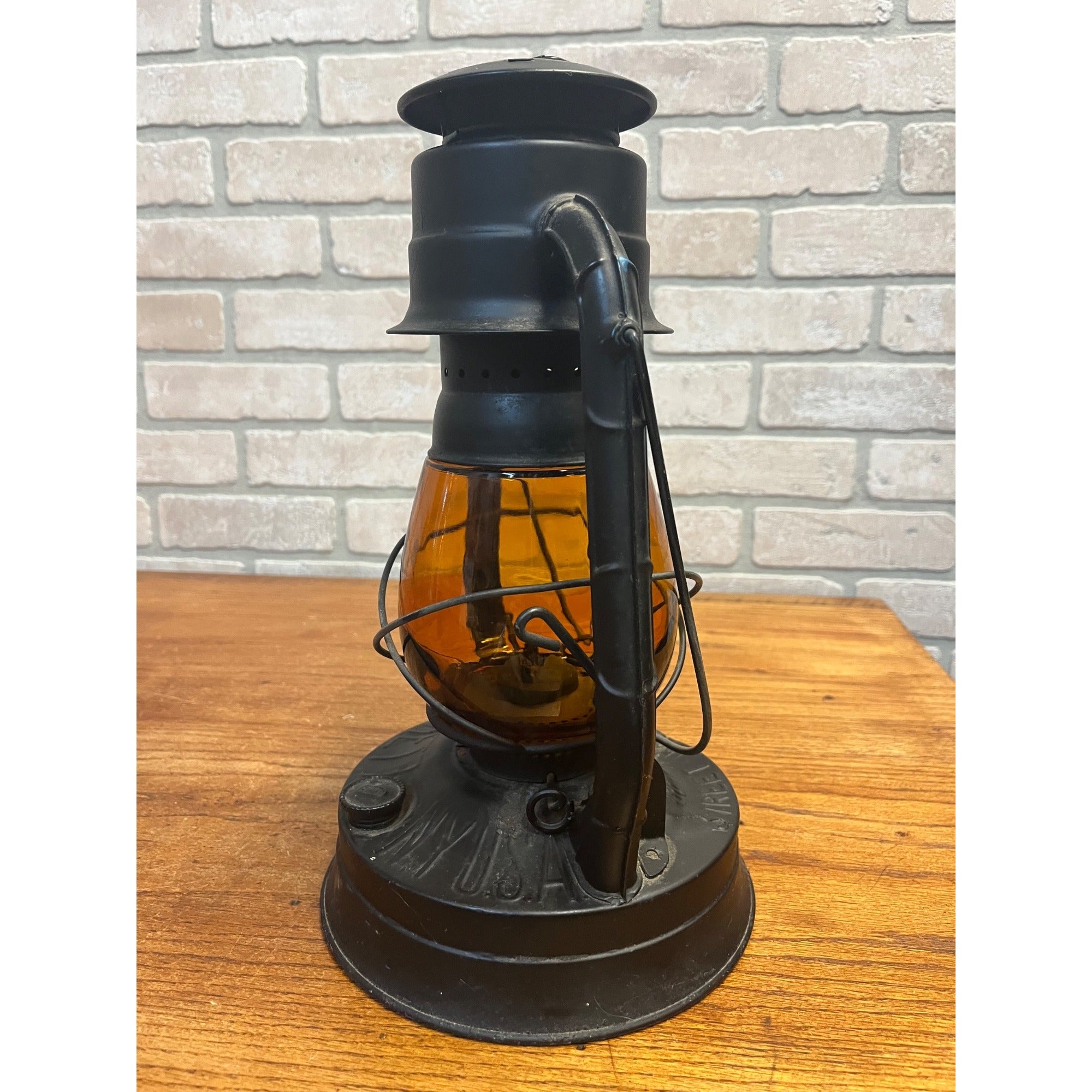 Vintage Dietz Bureau of Street Traffic Orange Amber Glass Globe Kero Lantern