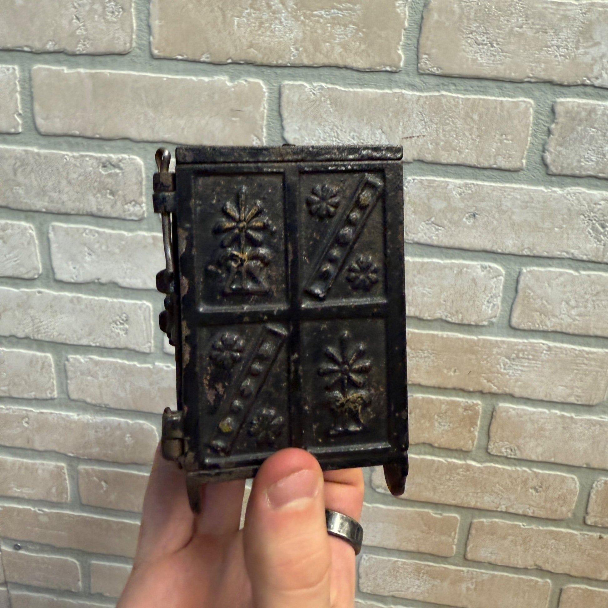 Antique Security Safe Deposit Cast Iron Toy Combination Still Bank - Ornate