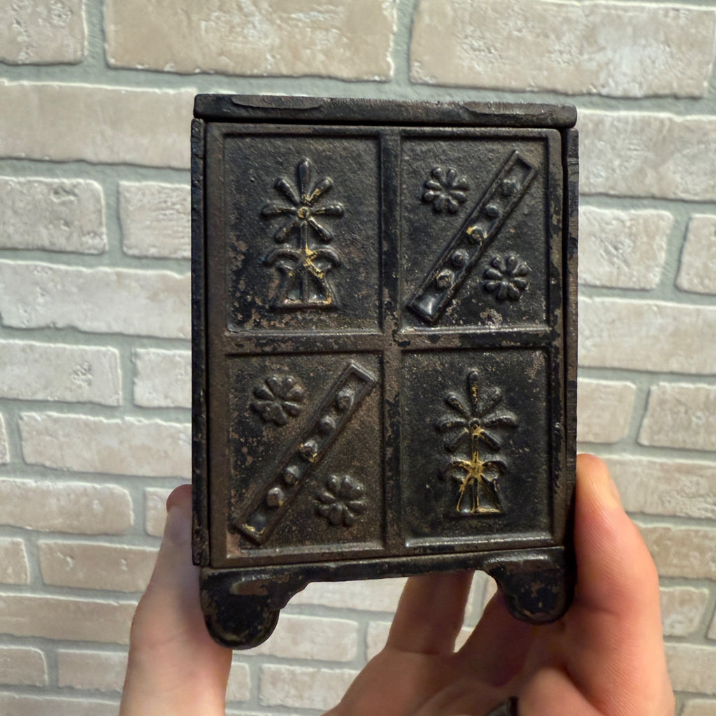 Antique Security Safe Deposit Cast Iron Toy Combination Still Bank - Ornate