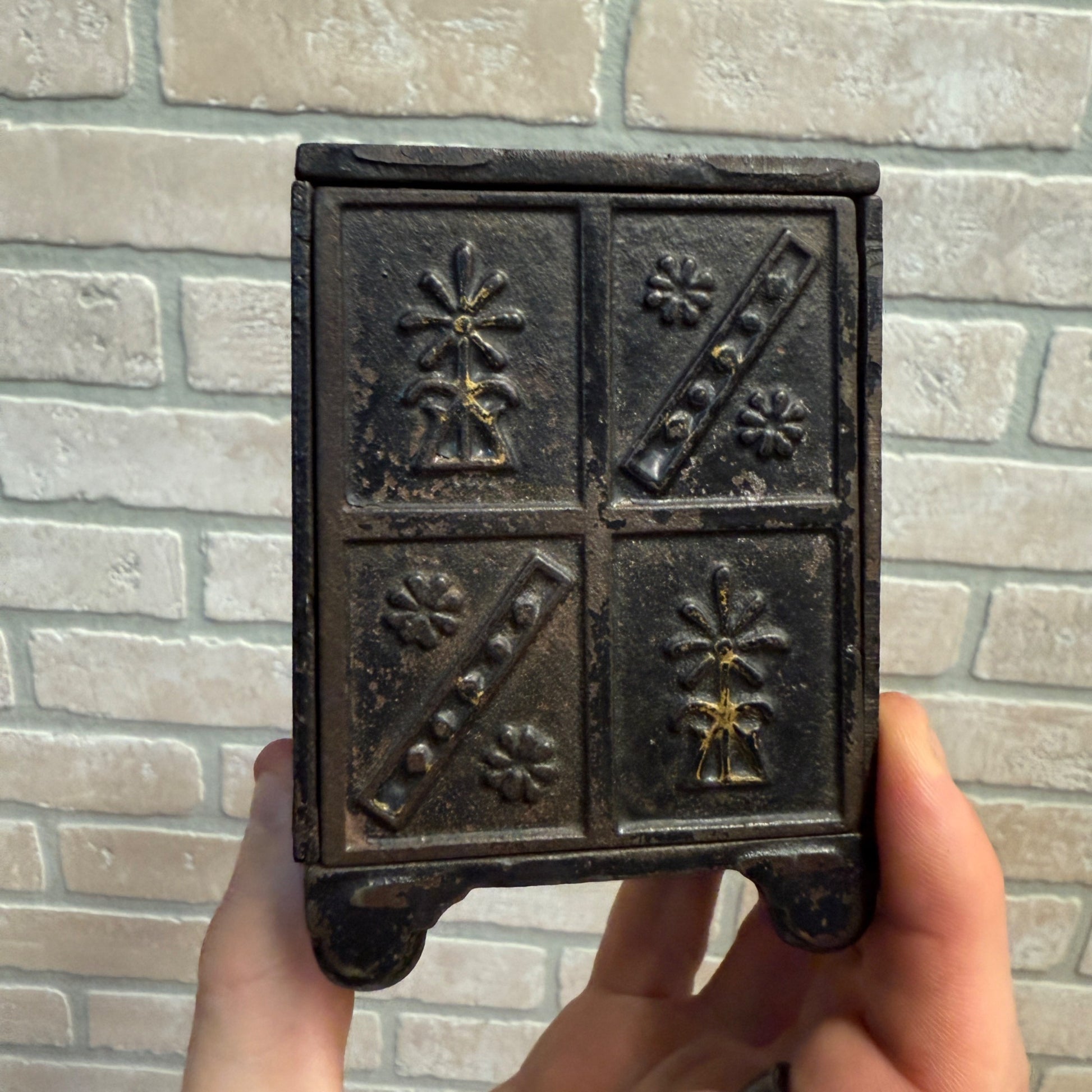 Antique Security Safe Deposit Cast Iron Toy Combination Still Bank - Ornate