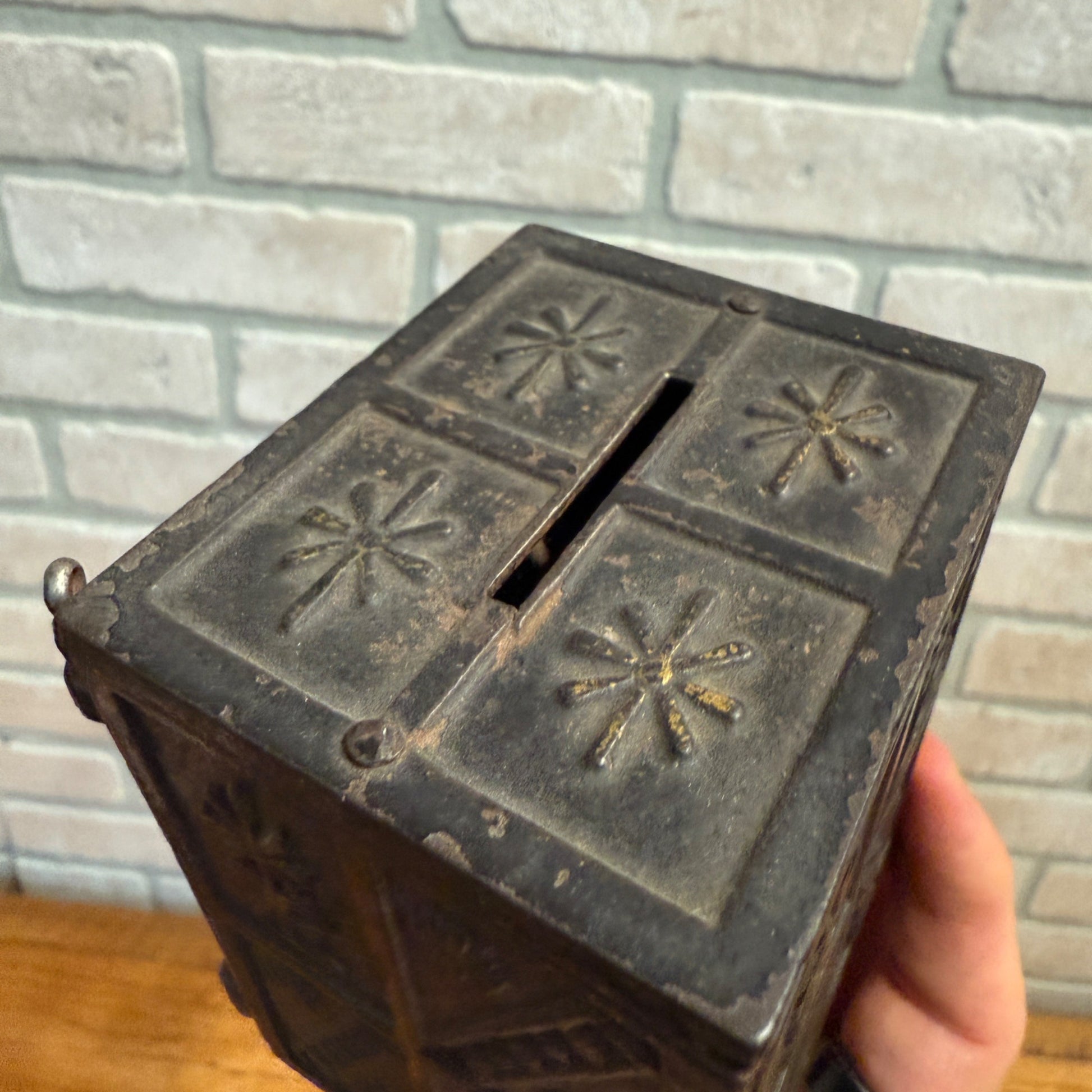 Antique Security Safe Deposit Cast Iron Toy Combination Still Bank - Ornate