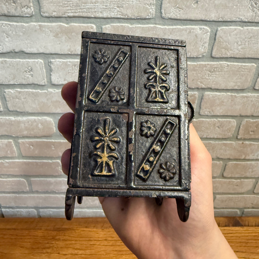 Antique Security Safe Deposit Cast Iron Toy Combination Still Bank - Ornate