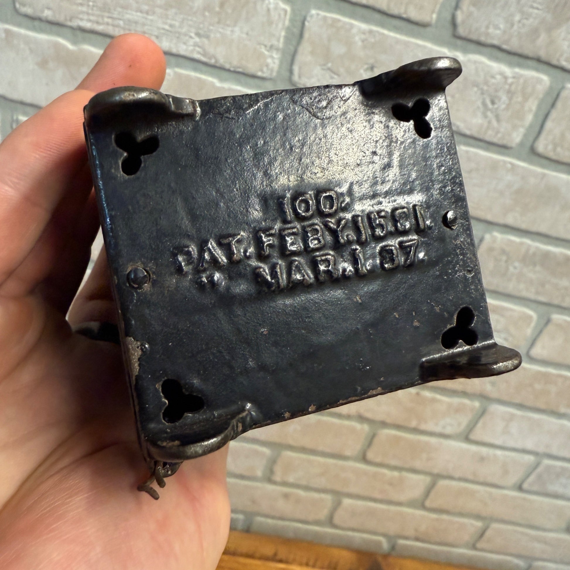 Antique Security Safe Deposit Cast Iron Toy Combination Still Bank - Ornate