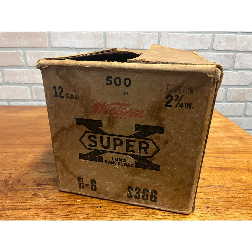 Vintage Western Super X Cardboard Ammo Box Case Shotgun Shells Empty Box