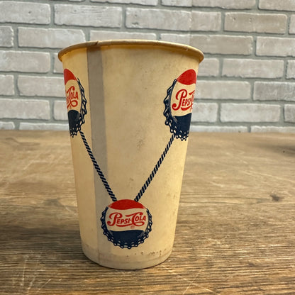 Vintage 7oz Pepsi Cola Single Dot Bouncing Chain Soda Promo Wax Paper Cup