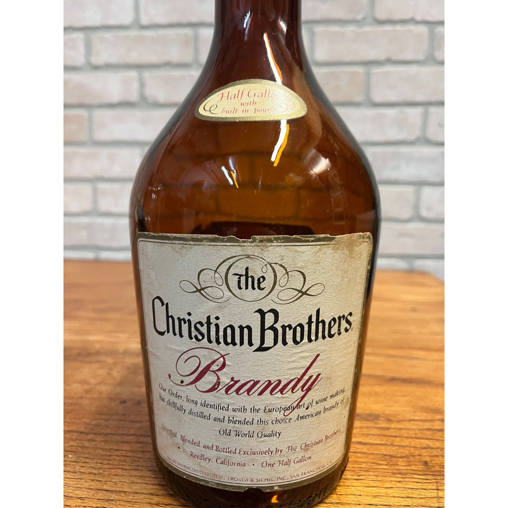 Vintage 1970s The Christian Brothers Brandy Amber Brown Glass Bottle Coin Bank