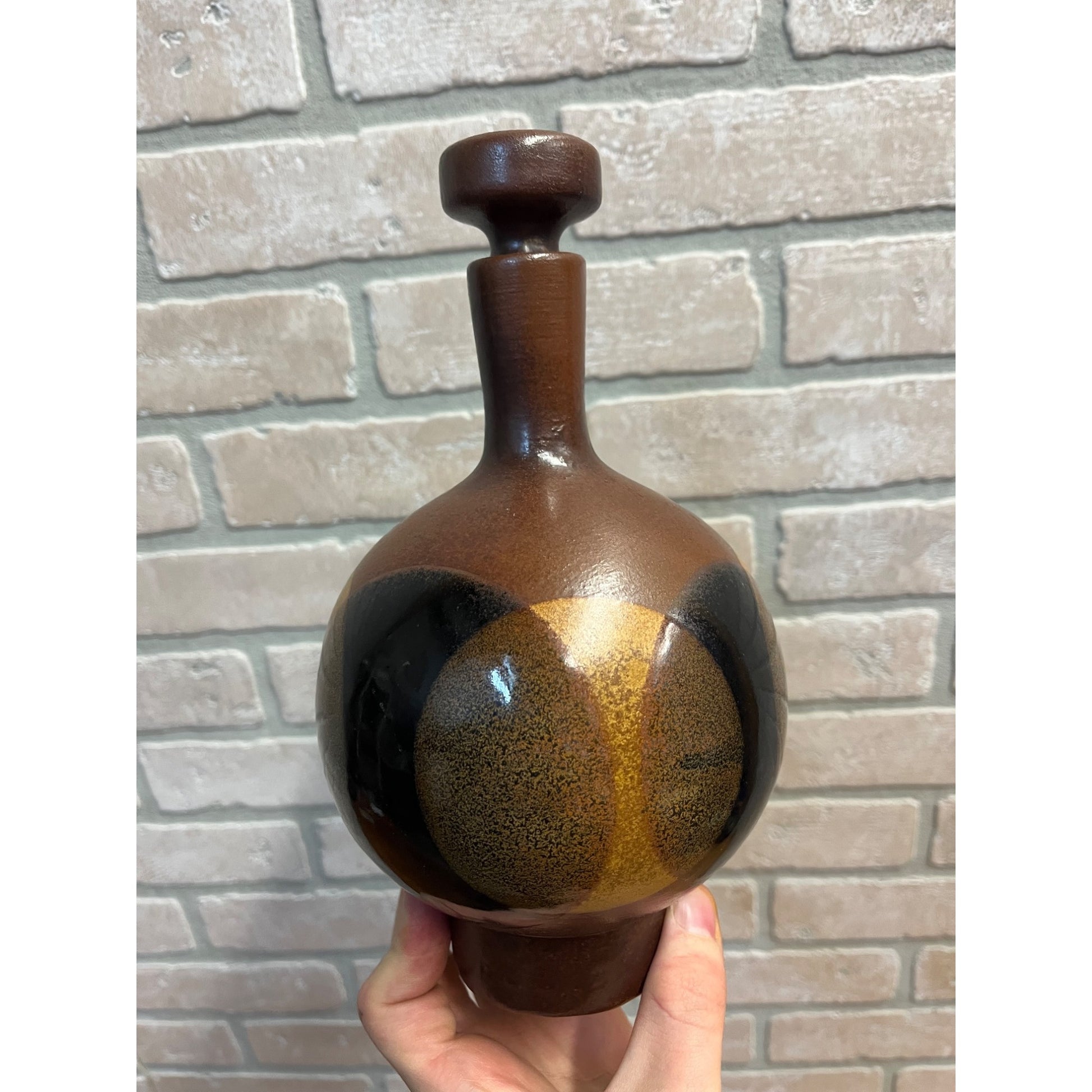 Original 1970s MCM Robert Maxwell Pottery 4pc Liquor Decanter & Cup Set Vintage