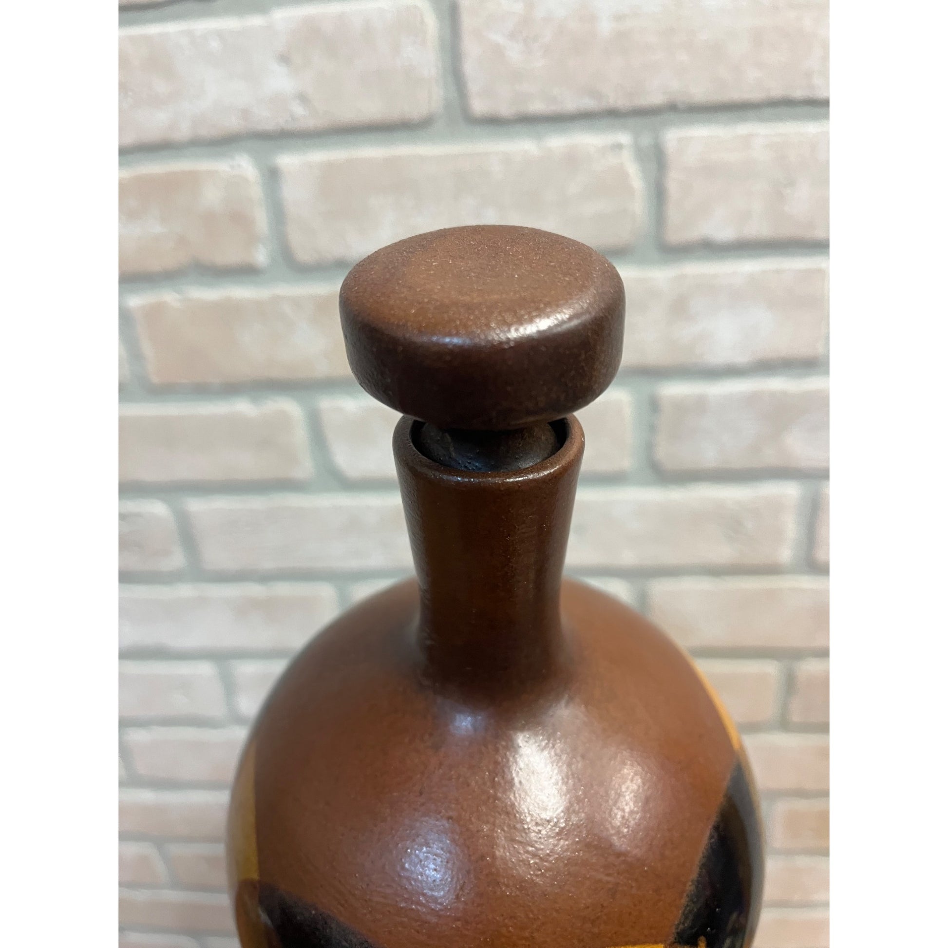 Original 1970s MCM Robert Maxwell Pottery 4pc Liquor Decanter & Cup Set Vintage