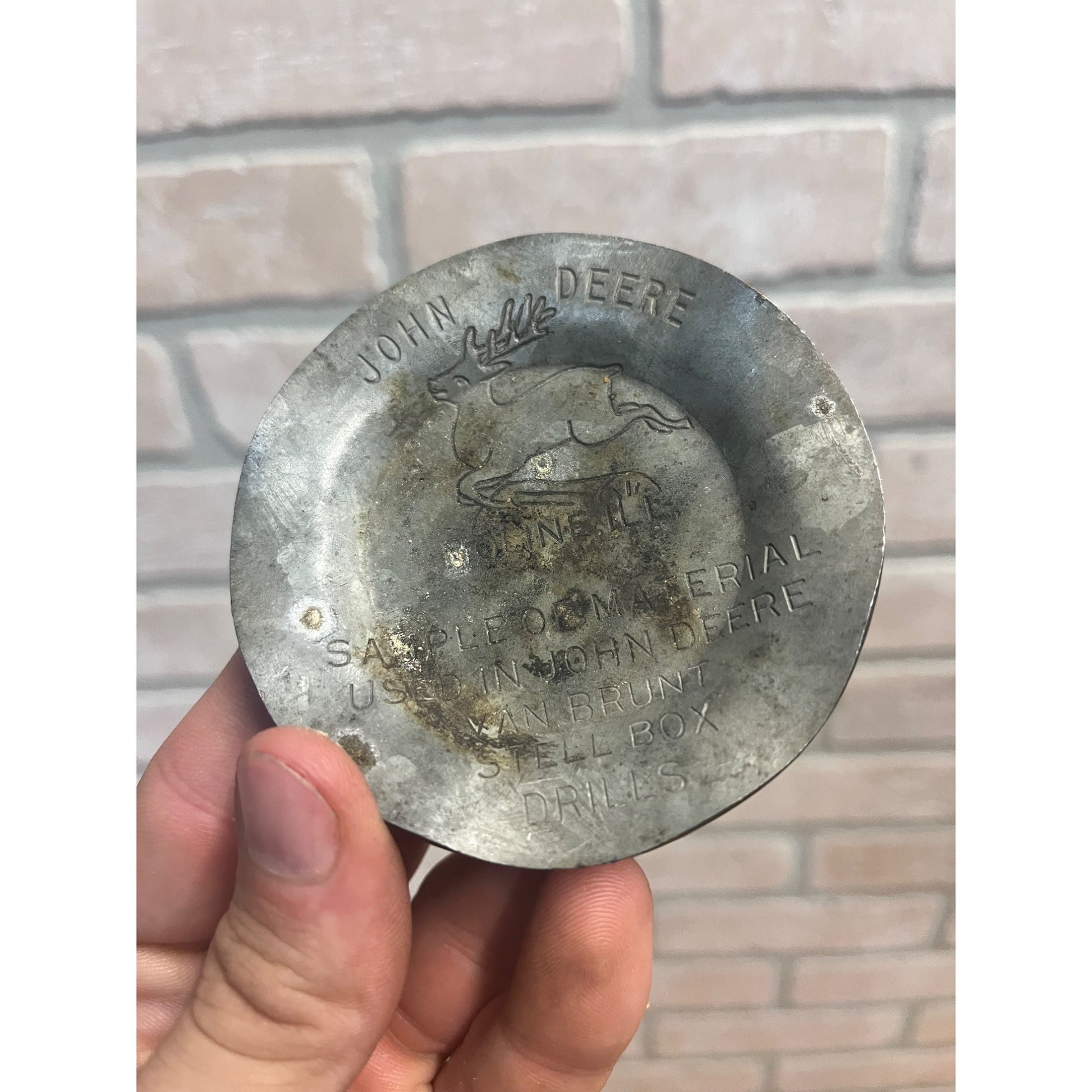 Vintage John Deere Van Brunt Sample of Material For The Steel Box Drills Moline