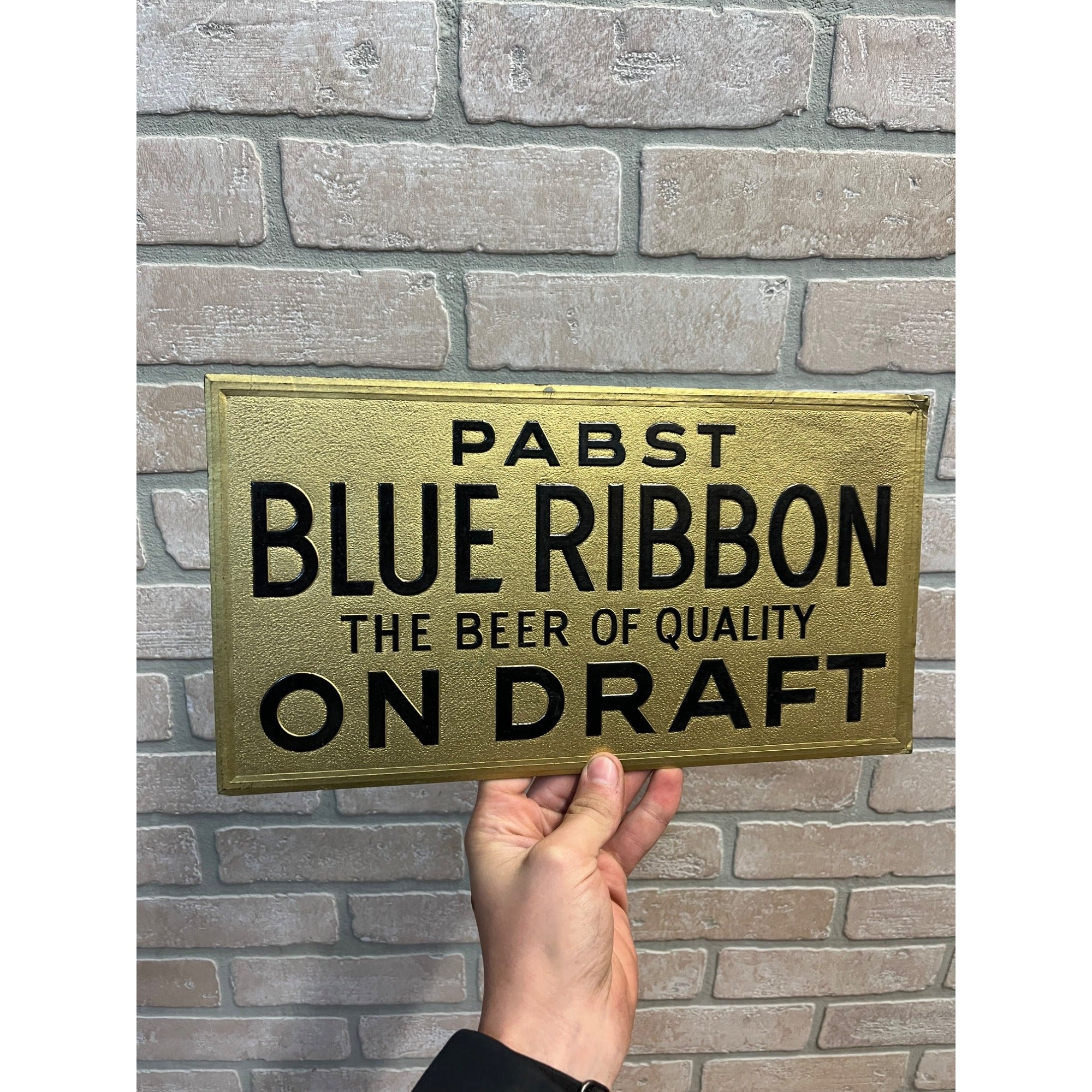 SCARCE Vintage Pabst Blue Ribbon Die Stamped Cardboard Advertising Bar Sign