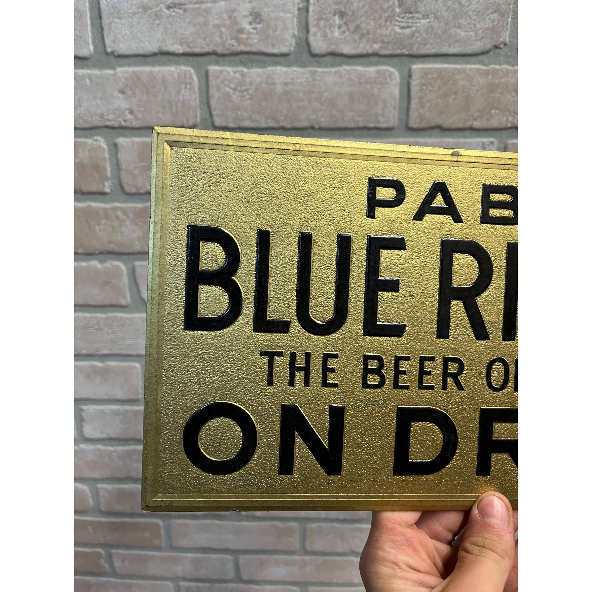 SCARCE Vintage Pabst Blue Ribbon Die Stamped Cardboard Advertising Bar Sign