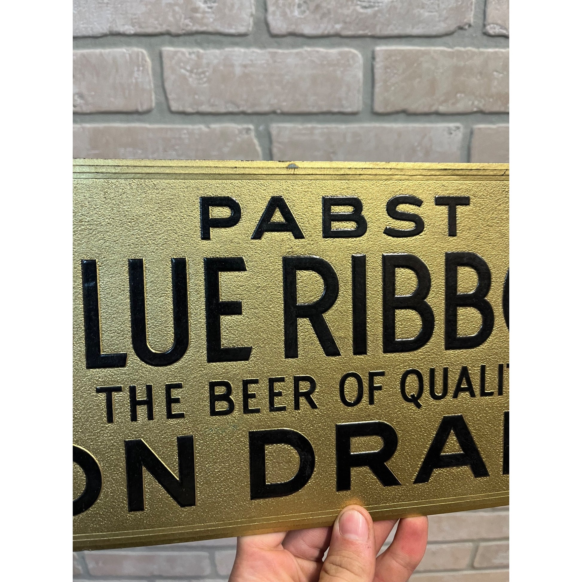 SCARCE Vintage Pabst Blue Ribbon Die Stamped Cardboard Advertising Bar Sign
