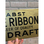 SCARCE Vintage Pabst Blue Ribbon Die Stamped Cardboard Advertising Bar Sign