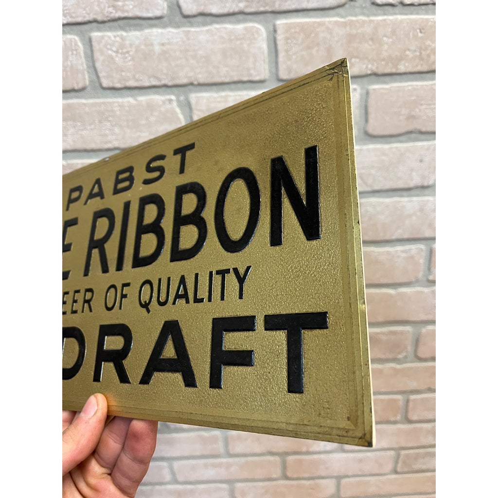 SCARCE Vintage Pabst Blue Ribbon Die Stamped Cardboard Advertising Bar Sign