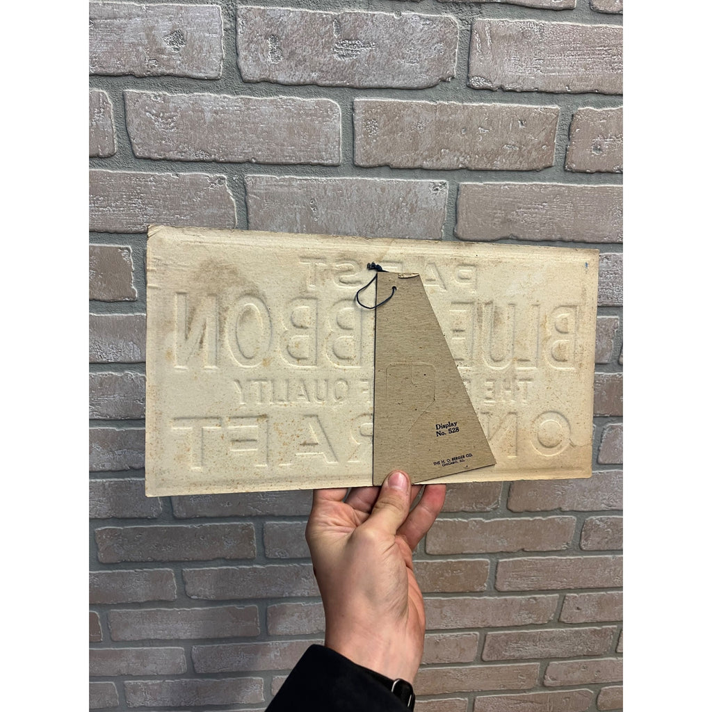 SCARCE Vintage Pabst Blue Ribbon Die Stamped Cardboard Advertising Bar Sign