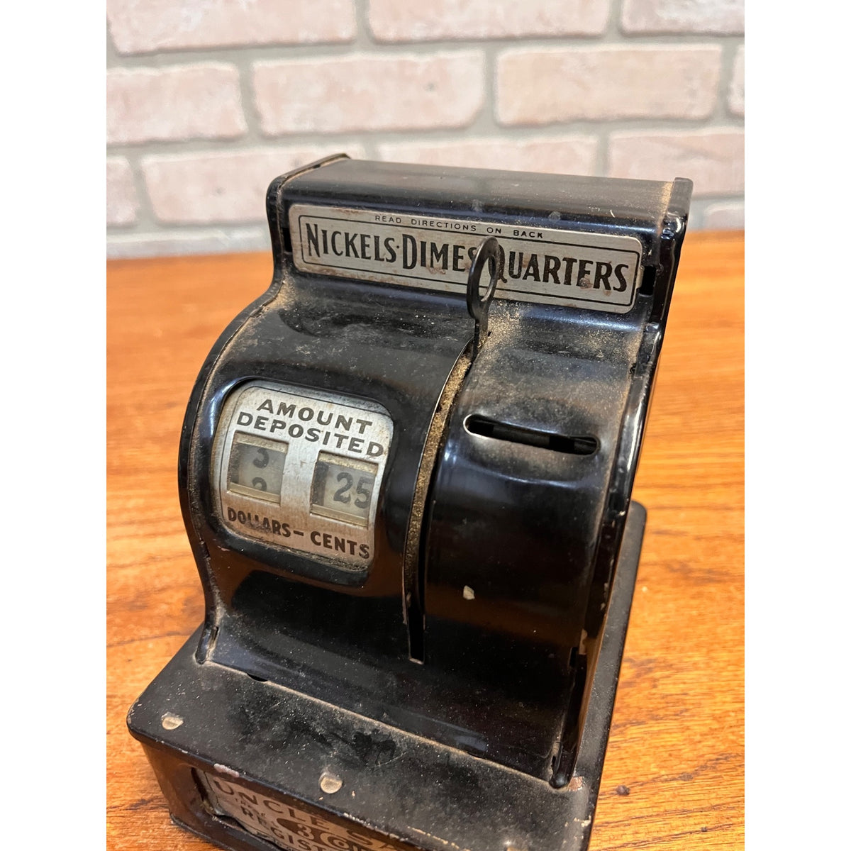 Vintage 1930s Uncle Sam’s 3 Coin Register Bank Nickels Dimes Quarters Metal